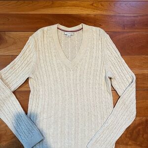 Tommy Hilfiger Beige V-Neck Sweater